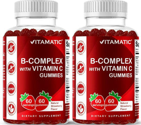 Bouteille de gummies Vitamatic B-Complex 60 gummies au goût fraise