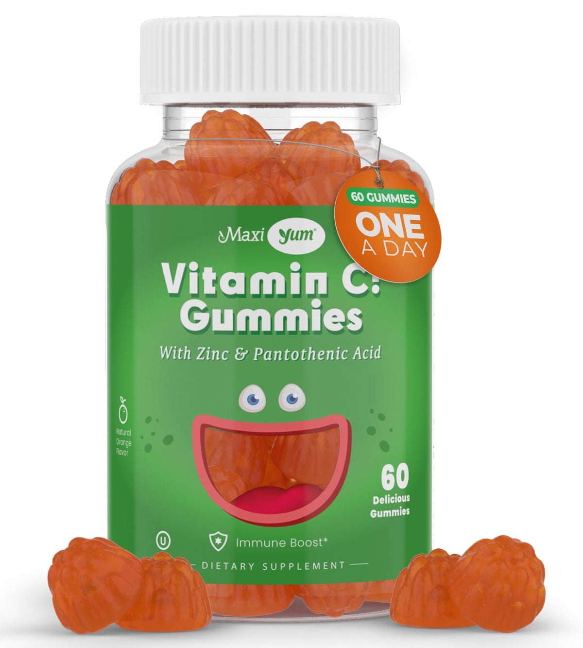 Bouteille de gummies Vitamine C avec Zinc de Maxi Health, 60 gummies