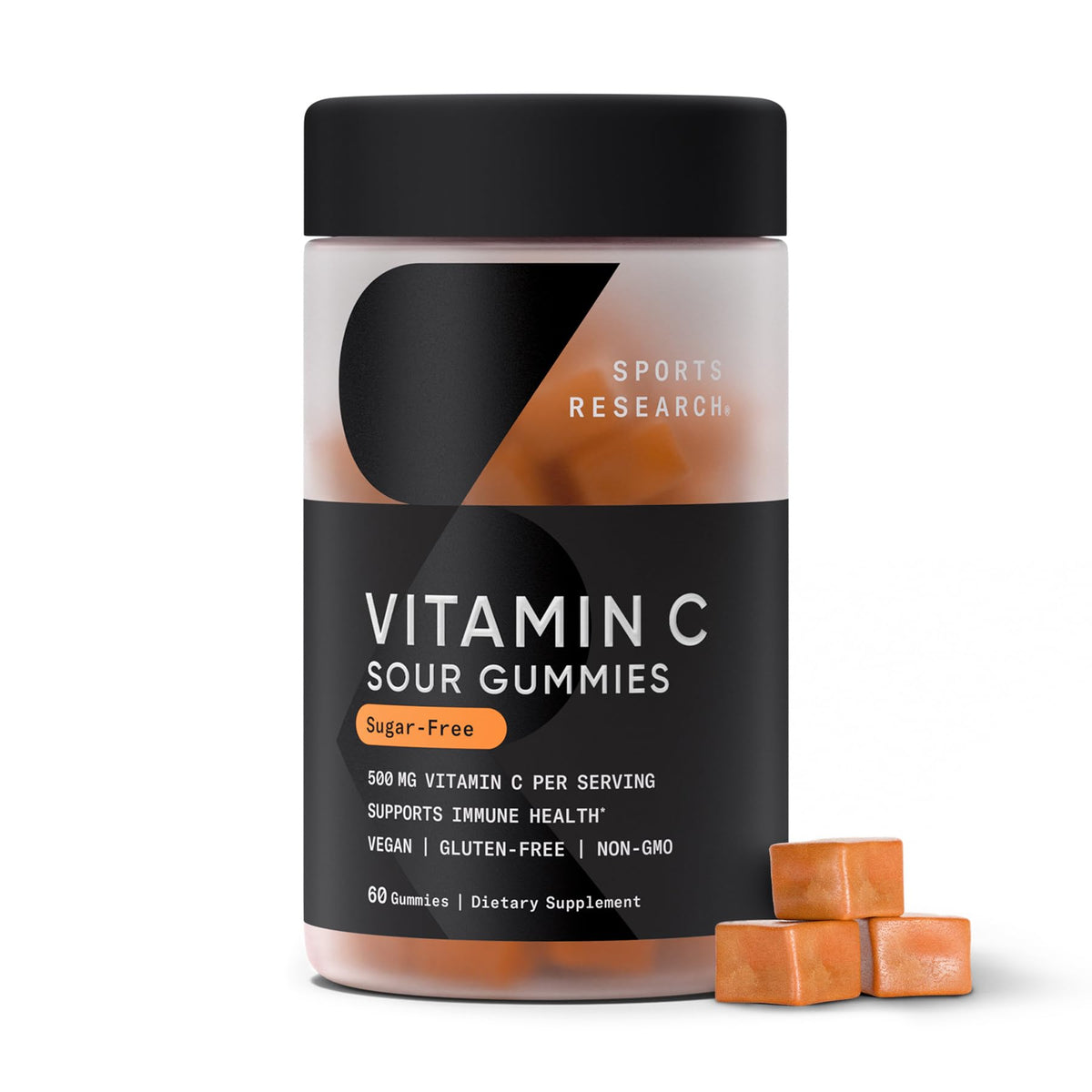 Bouteille de gummies Vitamine C Sports Research 500 mg, vue de face
