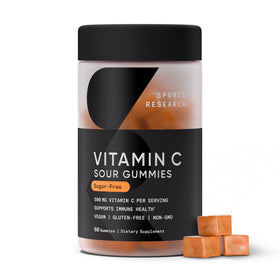 Bouteille de gummies Vitamine C Sports Research 500 mg, vue de face