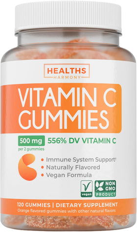 Bouteille de gummies vitamine C vegan Healths Harmony 500mg