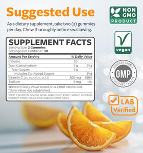Bouteille de gummies vitamine C vegan ouverte