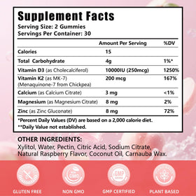 Bouteille de gummies VITARENEW D3 & K2 avec étiquette visible