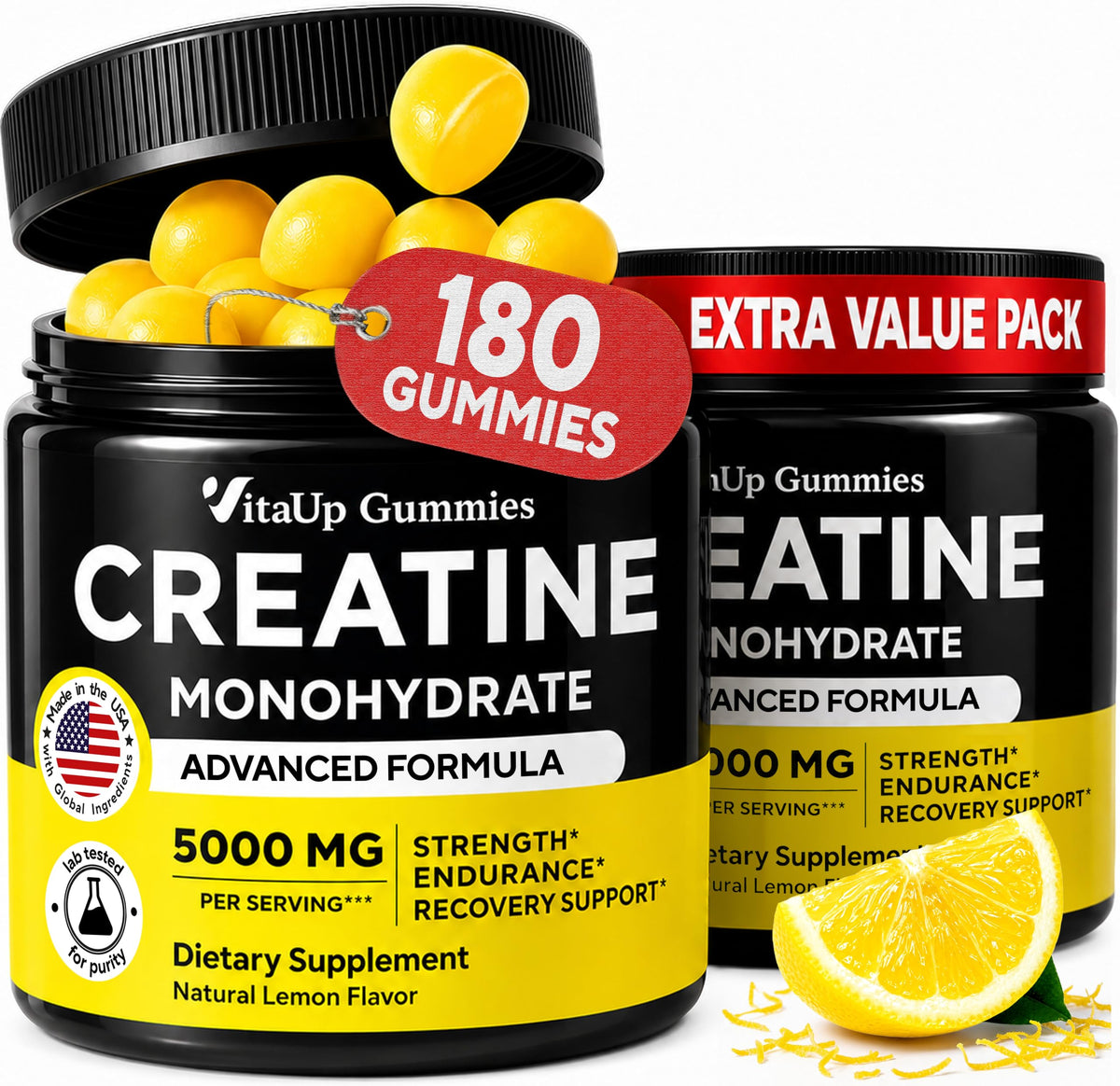 Bouteille de gummies VitaUp créatine monohydrate 180 gummies
