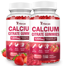 Bouteille de gummies Yikecao de citrate de calcium 1200mg vue de face