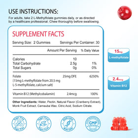 Bouteille de gummies Zetelixia au goût de cranberry