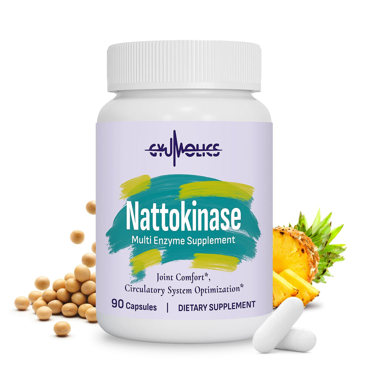 Bouteille de Gyumolics Nattokinase 10000 FU 90 capsules vue de face