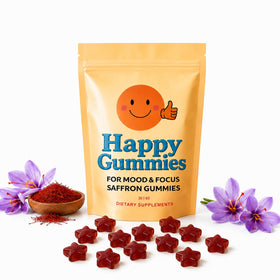 Bouteille de Happy Gummies Chews de Safran 60 gummies sans sucre