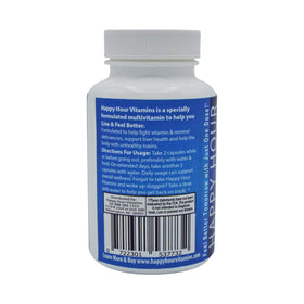 Bouteille de Happy Hour Vitamins sur un fond naturel