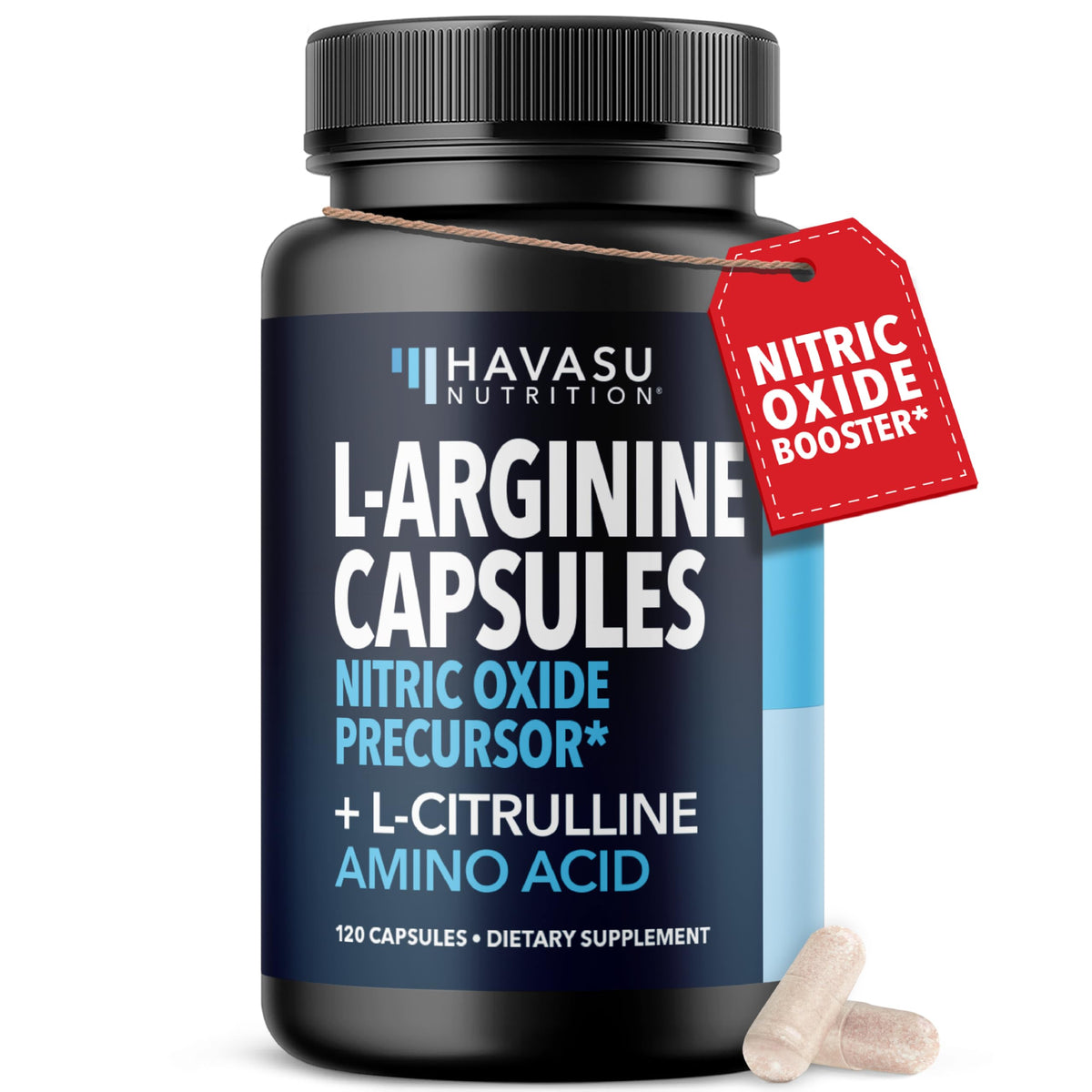 Bouteille de HAVASU NUTRITION L-Arginine et L-Citrulline 1200mg, 120 capsules