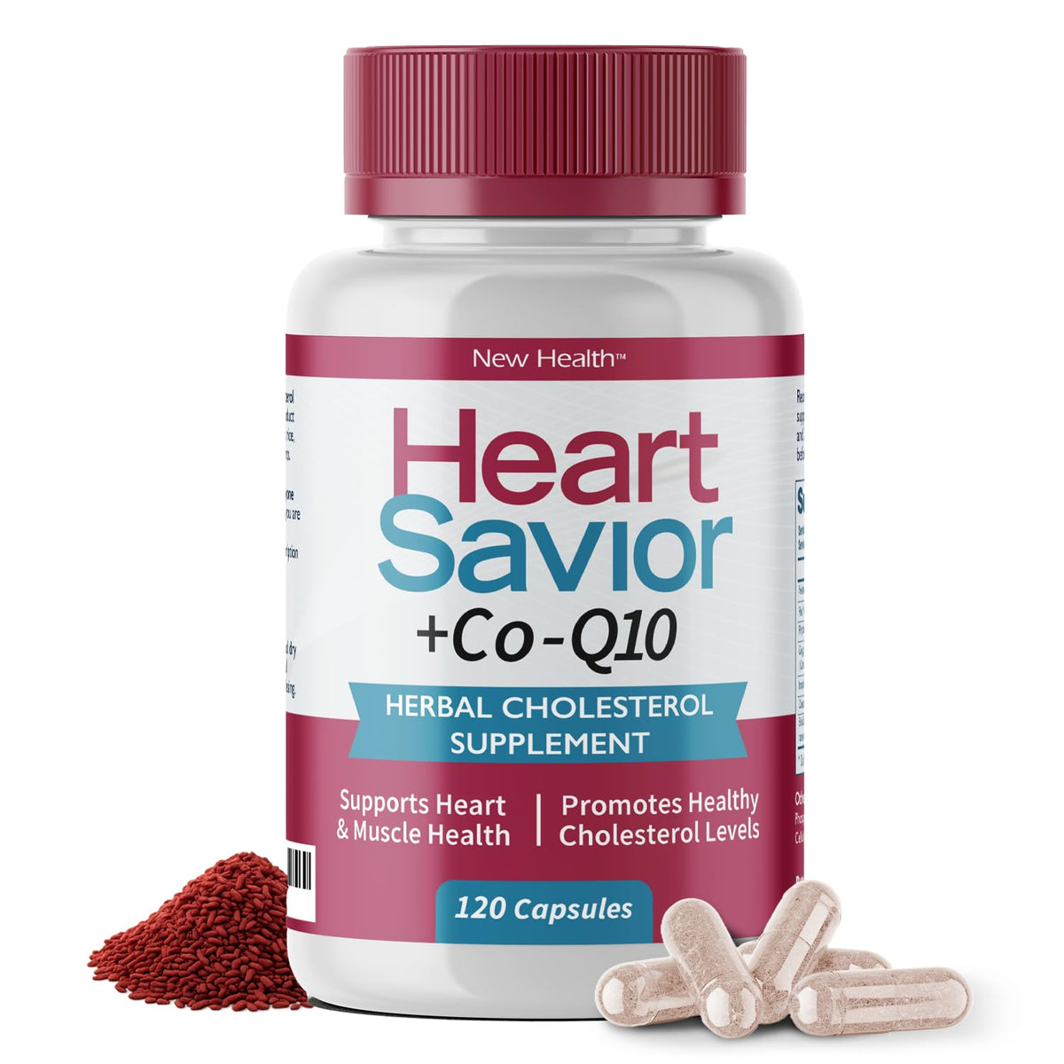 Bouteille de HeartSavior Complément Alimentaire 120 capsules, vue de face