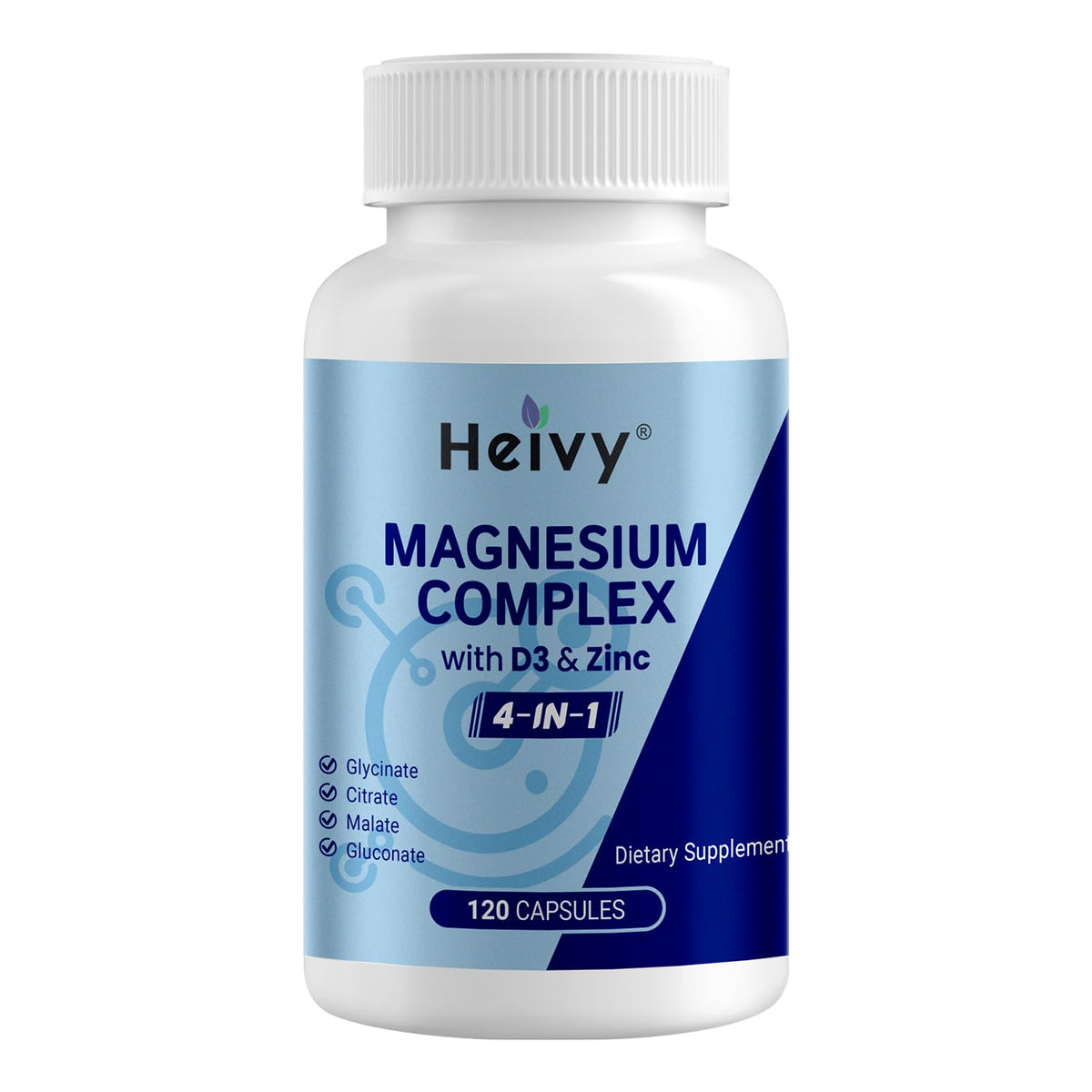 Bouteille de Heivy Complexe de Magnésium Glycinate 320mg, vue de face