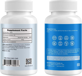 Bouteille de Heivy Lactase Enzyme 9000 FCC ouverte avec comprimés