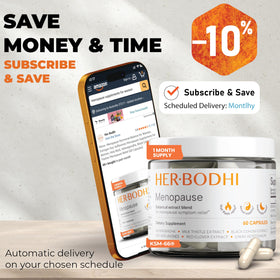 Bouteille de Her Bodhi Meno avec étiquette et capsules