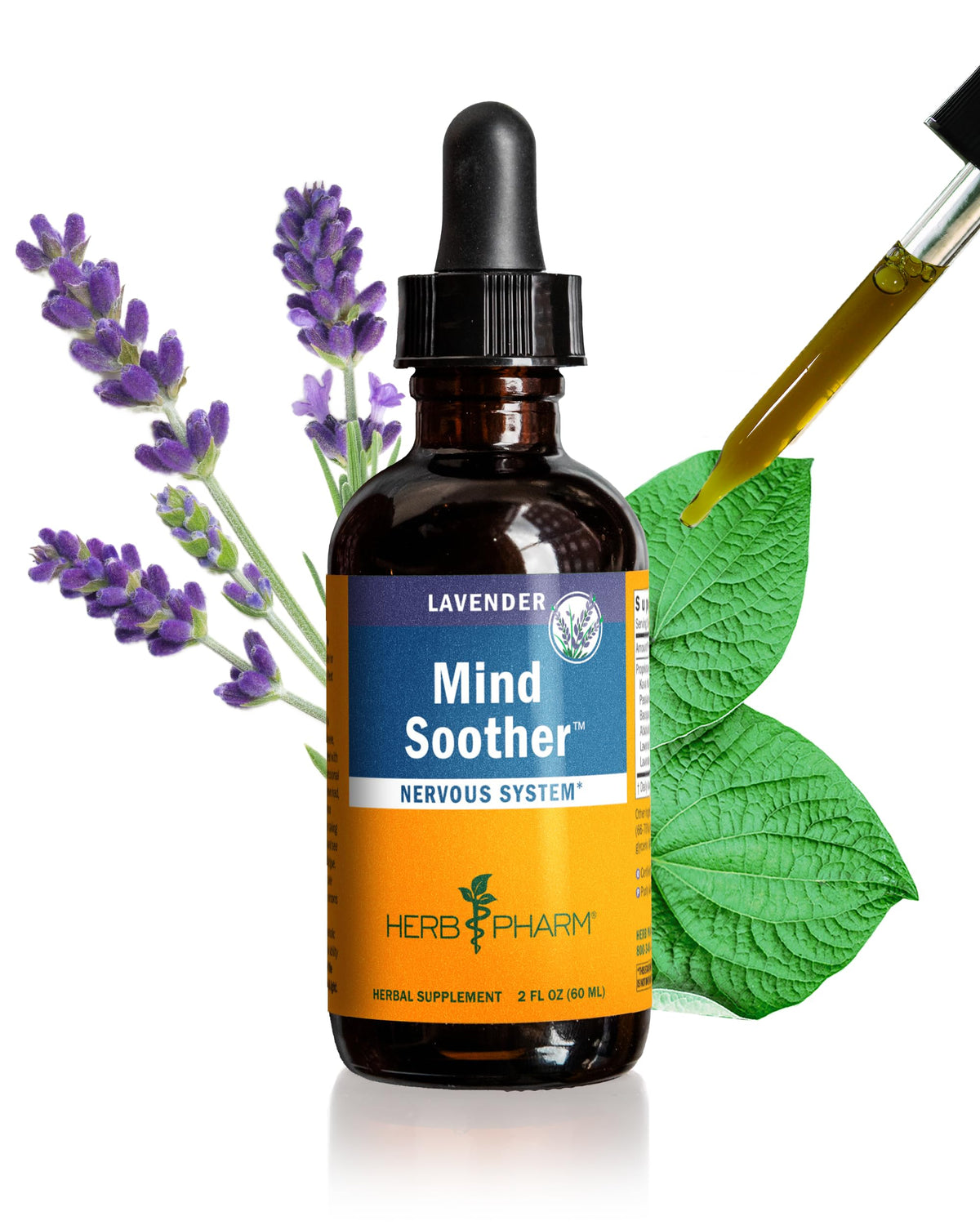 Bouteille de Herb Pharm Mind Soother Lavande 2 oz vue de face