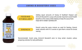 Bouteille de Honey B Healthy Amino-B support avec un verre à côté