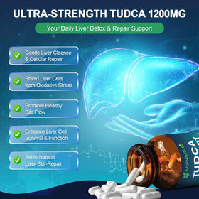 Bouteille de Honeylitte TUDCA 1200mg avec capsules à côté