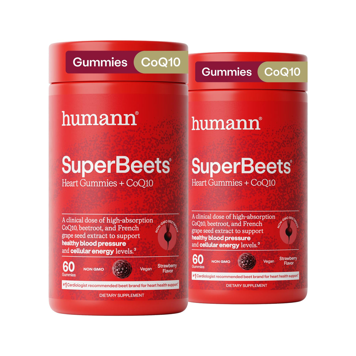 Bouteille de HumanN SuperBeets Gummies 120 ct vue de face