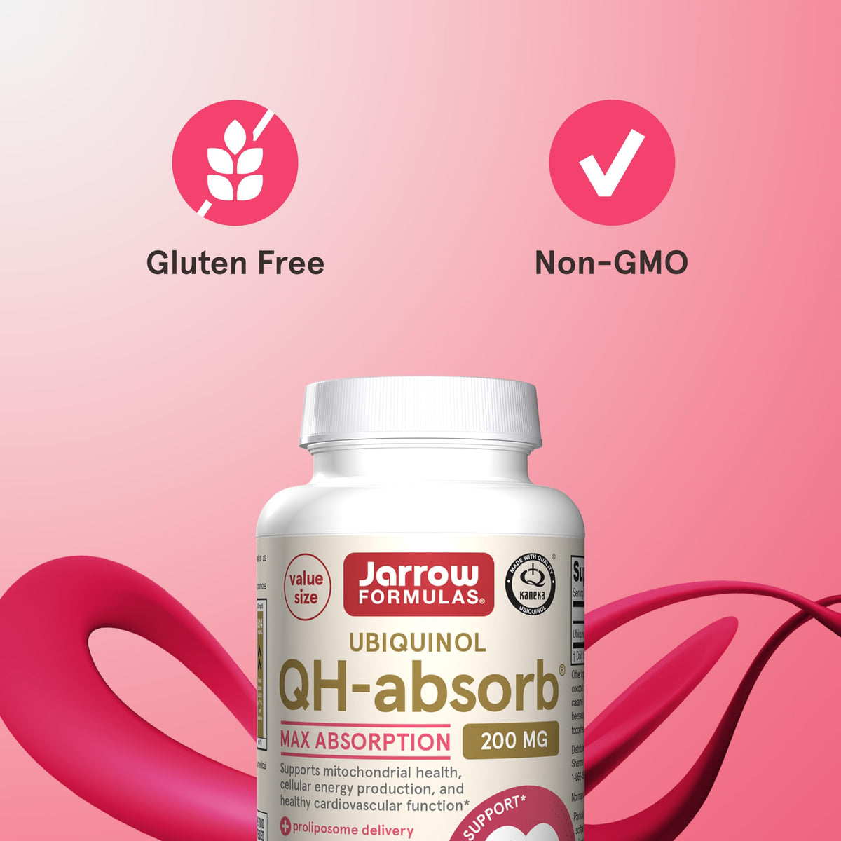 Bouteille de Jarrow CoQ10 Ubiquinol 200mg gélules molles ouverte