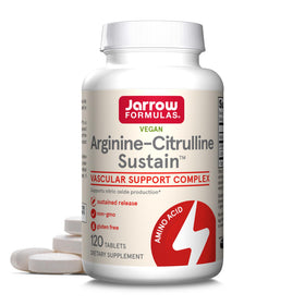 Bouteille de Jarrow Formulas Arginine-Citrulline Sustain avec étiquette lisible
