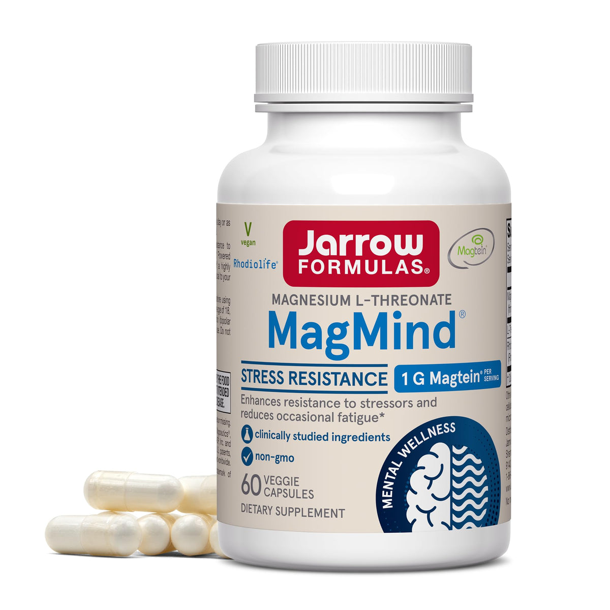 Bouteille de Jarrow Formulas MagMind 60 capsules vue de face