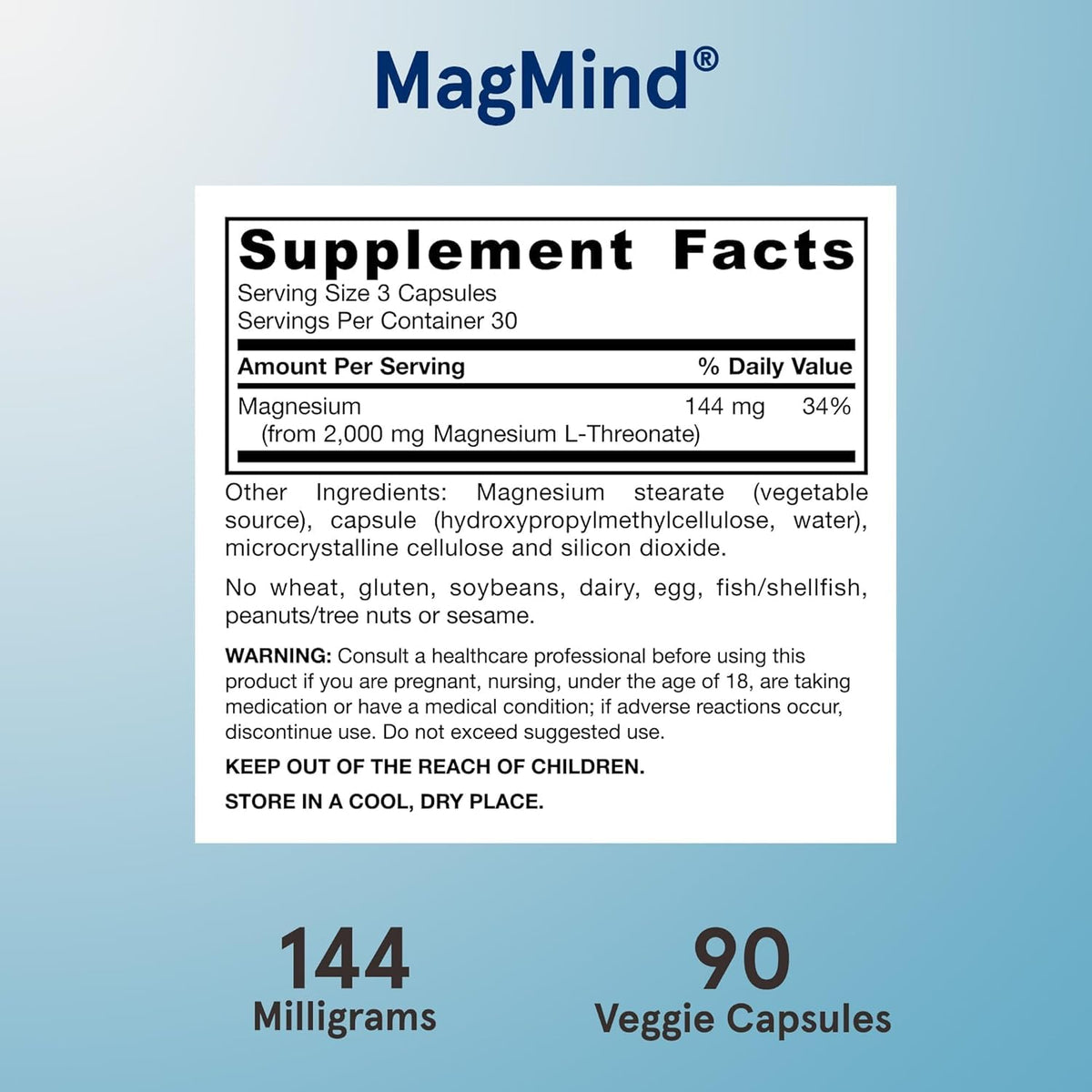 Bouteille de Jarrow Formulas MagMind vue de côté