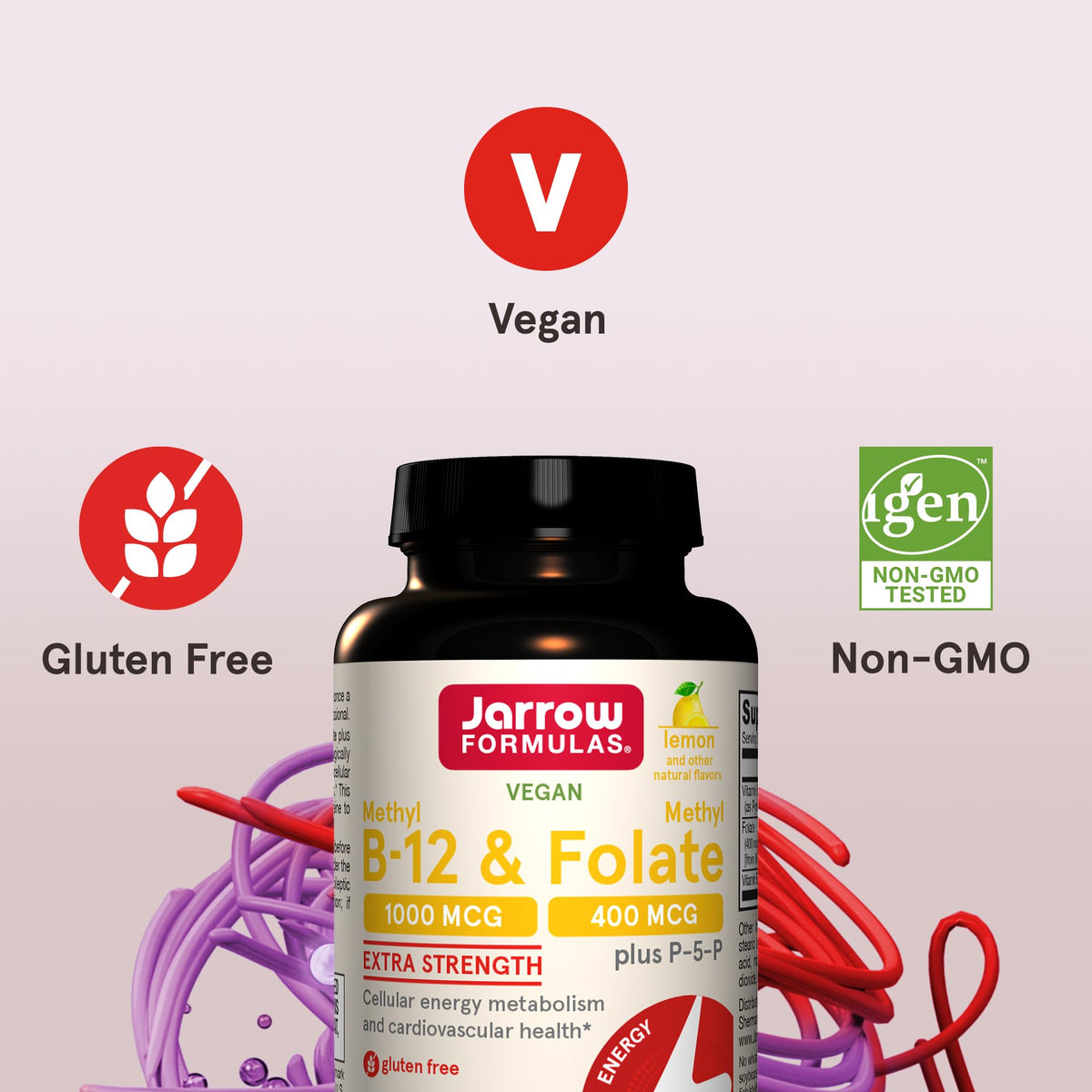 Bouteille de Jarrow Formulas Methyl B-12 avec le couvercle ouvert
