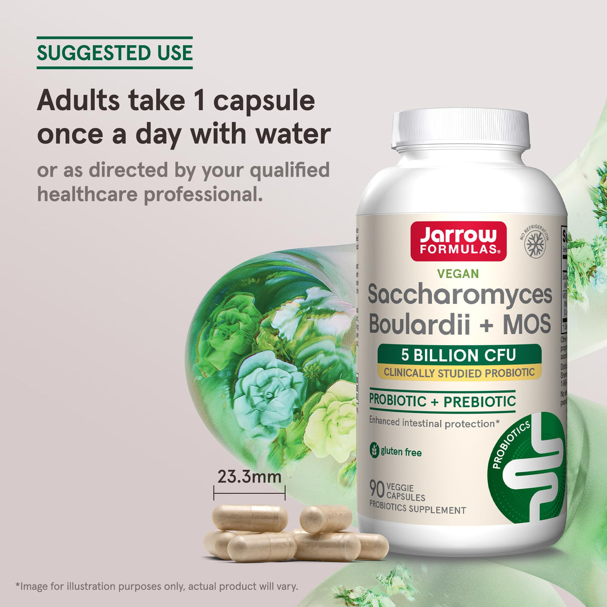 Bouteille de Jarrow Formulas Saccharomyces Boulardii ouverte