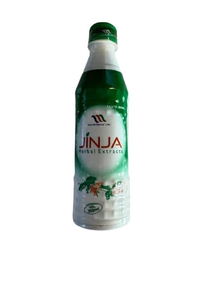 Bouteille de Jinja Herbal Extracts 320ml avec design vert et blanc
