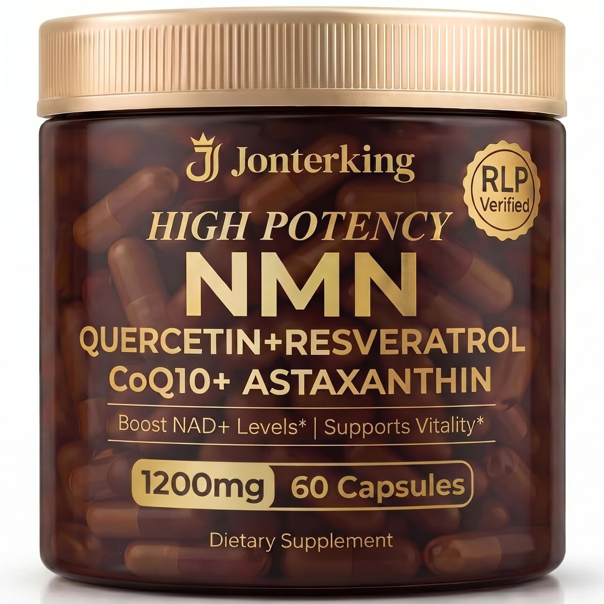 Bouteille de JonterKing NMN 1200mg avec 60 capsules végétales