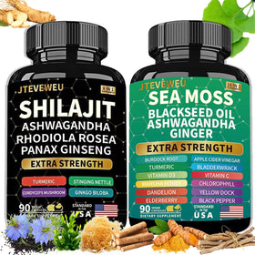 Bouteille de JTEVEweu Shilajit et Sea Moss 180 capsules vue de face