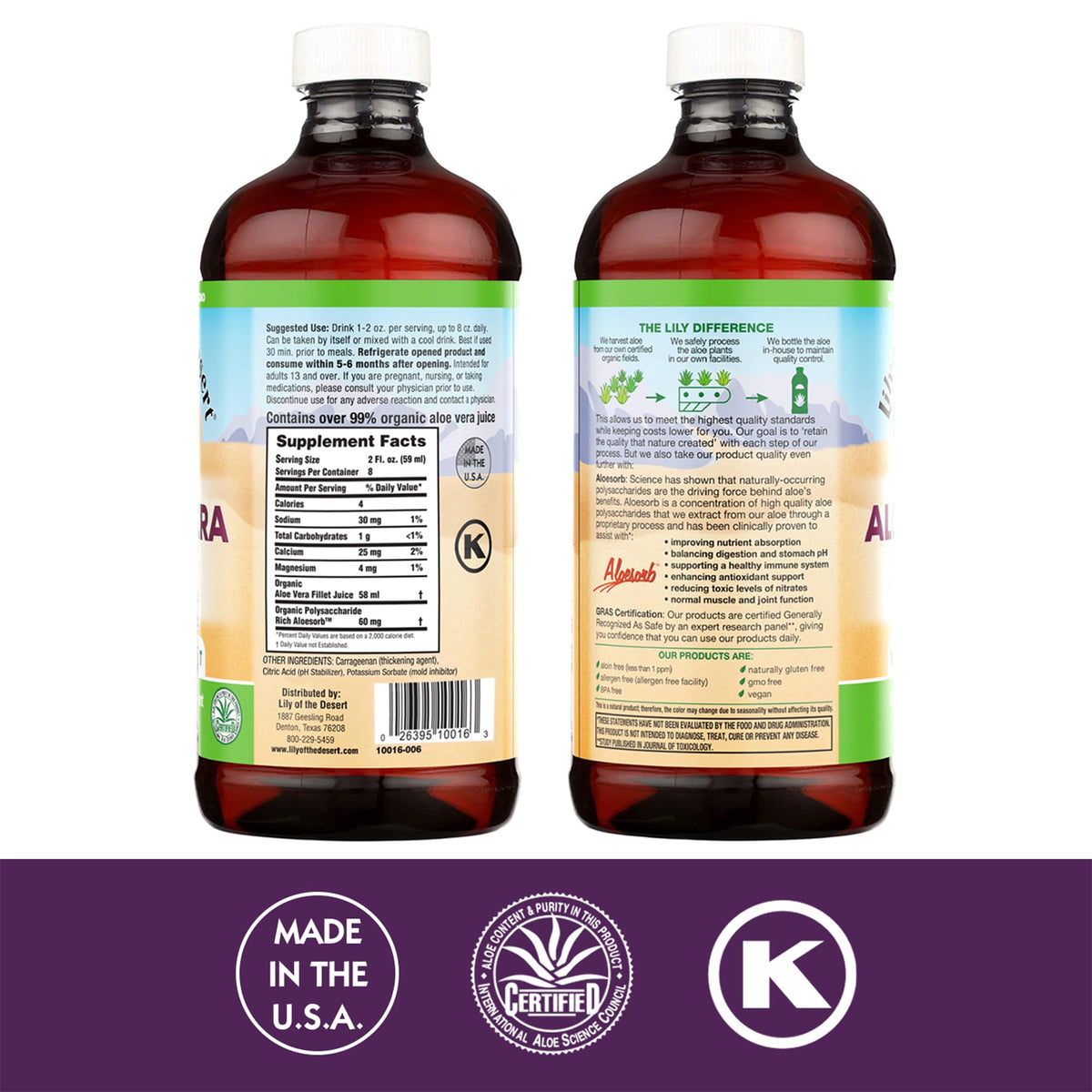 Bouteille de Jus d'Aloe Vera 16 Fl Oz de Lily Of The Desert