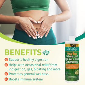 Bouteille de Jus d'Aloe Vera Aloe Life sur un fond en bois