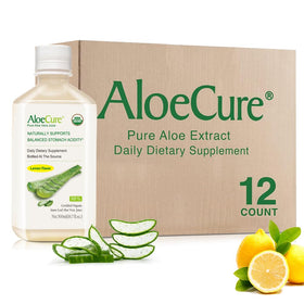 Bouteille de jus d'aloe vera bio AloeCure saveur citron 500ml