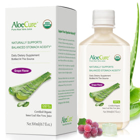 Bouteille de Jus d'Aloe Vera Bio AloeCure Saveur Raisin 16,7 oz