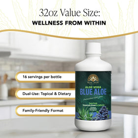 Bouteille de jus d'aloe vera bio sur un fond en bois
