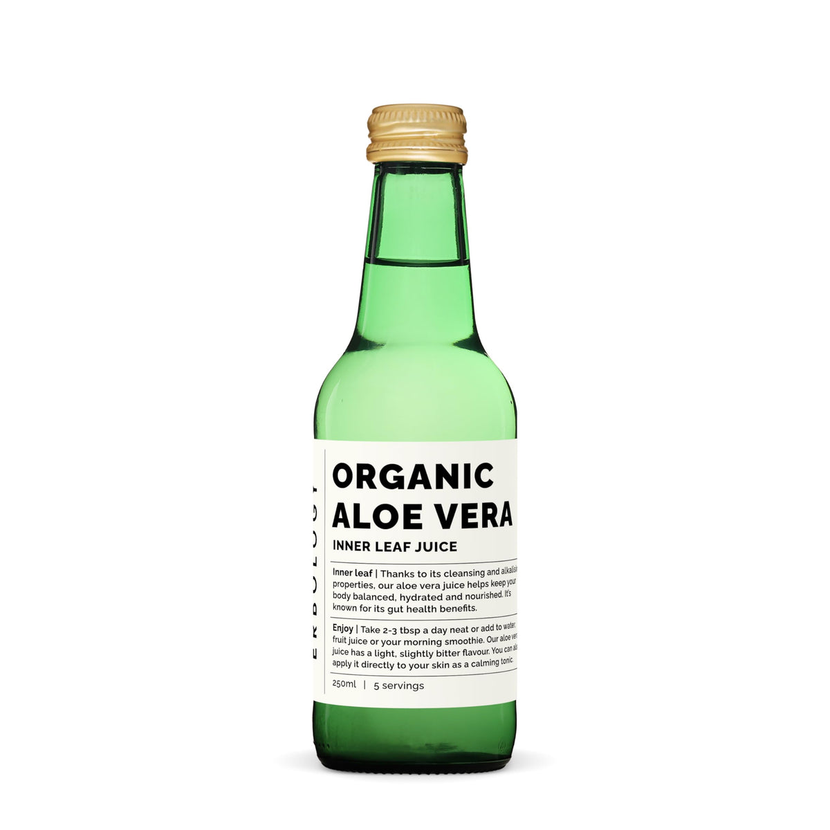 Bouteille de jus d'aloe vera Erbology 250 ml vue de face