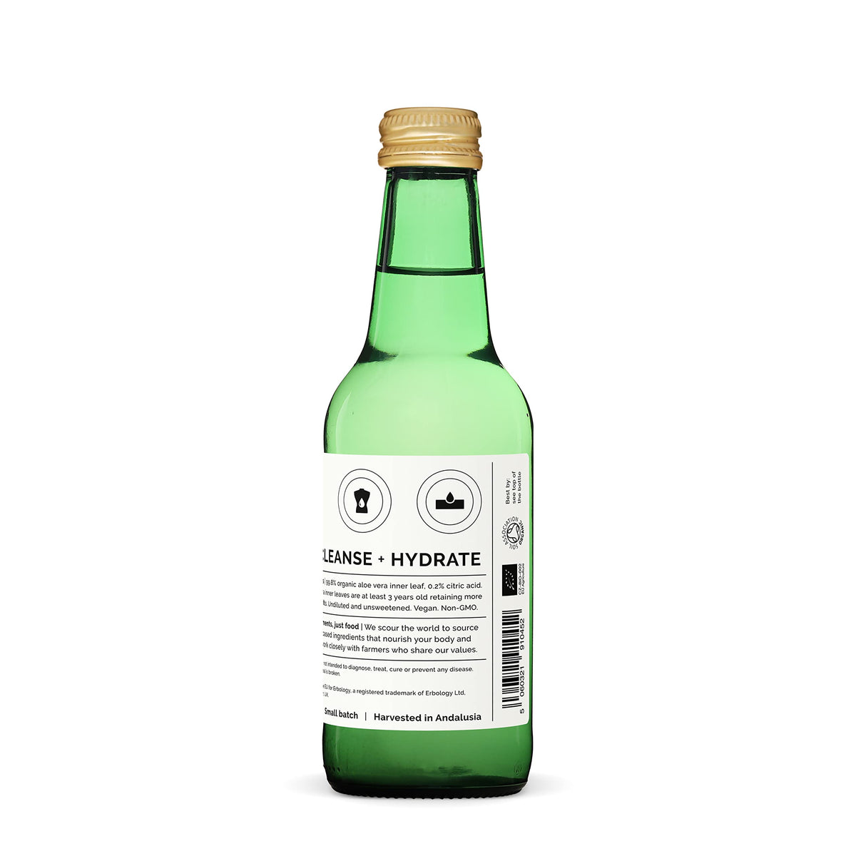 Bouteille de jus d'aloe vera Erbology vue de dos