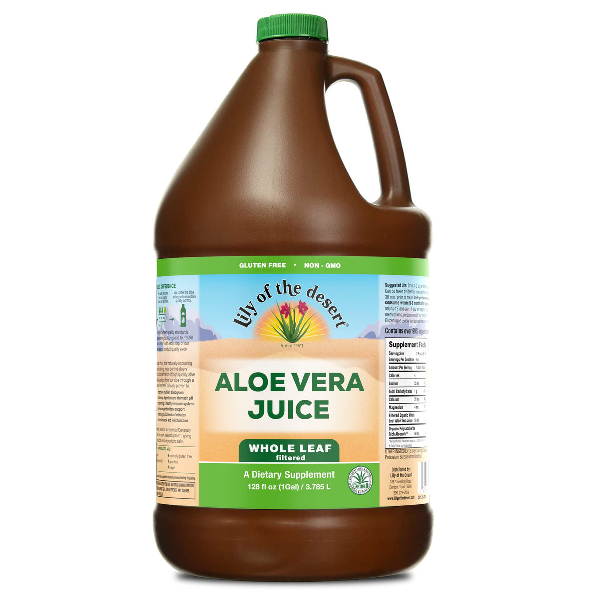 Bouteille de jus d'Aloe Vera Lily Of The Desert 128 Fl Oz vue de face