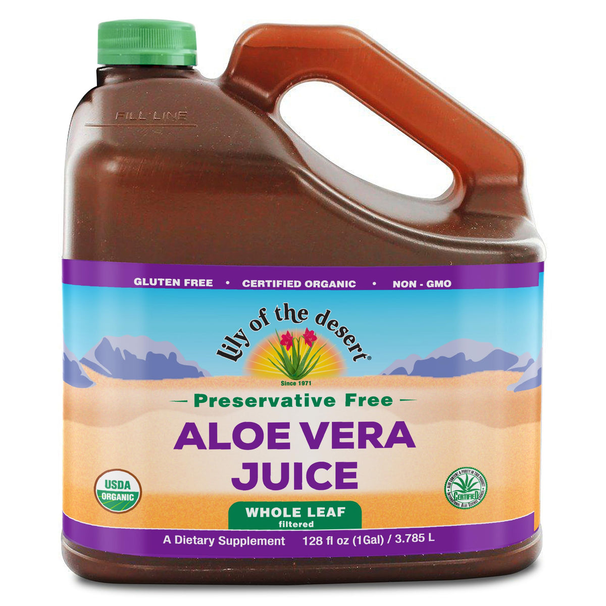 Bouteille de jus d'aloe vera Lily Of The Desert 128 Fl Oz vue de face