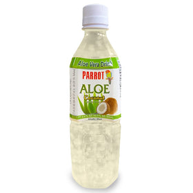 Bouteille de jus d'aloe vera saveur coco PARROT 500mL vue avant
