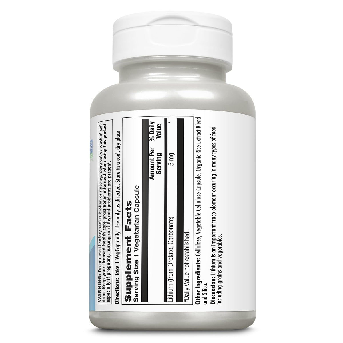 Bouteille de KAL Lithium Orotate 5 mg avec étiquette