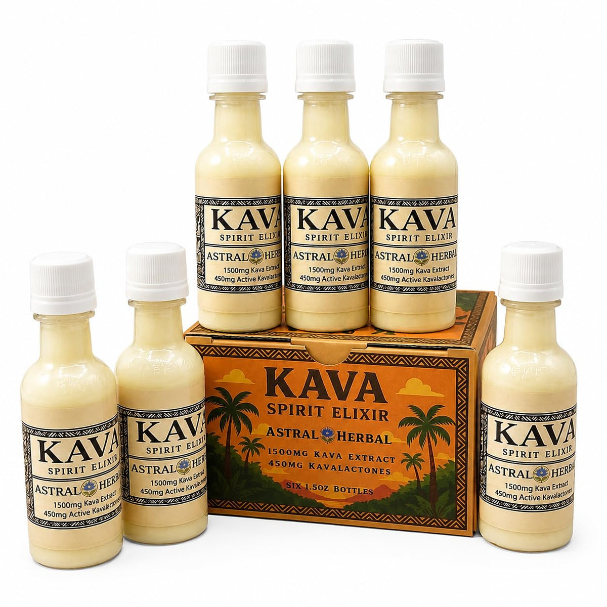 Bouteille de Kava Spirit Elixir Astral Herbal avec étiquette