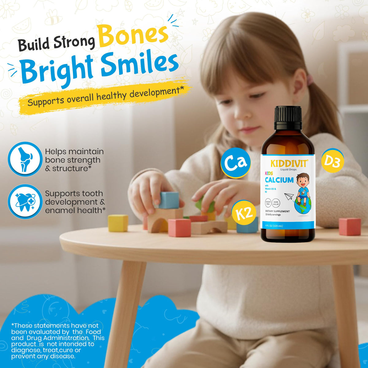 Bouteille de Kiddivit Calcium Liquide pour Enfants avec bouchon