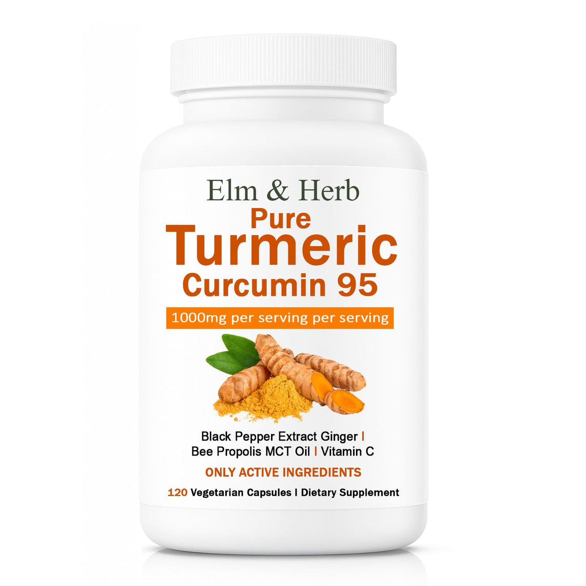 Bouteille de Kunnozz Curcuma Pur 95% Curcumine 120 capsules vue avant