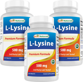 Bouteille de L-Lysine 500 mg Best Naturals vue de face