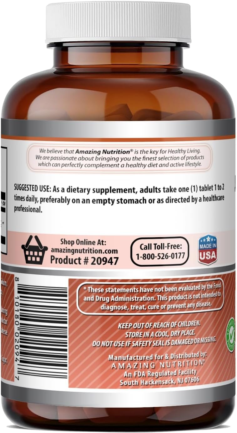 Bouteille de L-Lysine Amazing Nutrition à côté d'autres compléments alimentaires