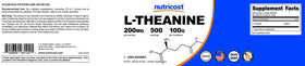 Bouteille de L-Théanine Nutricost sur une surface en bois