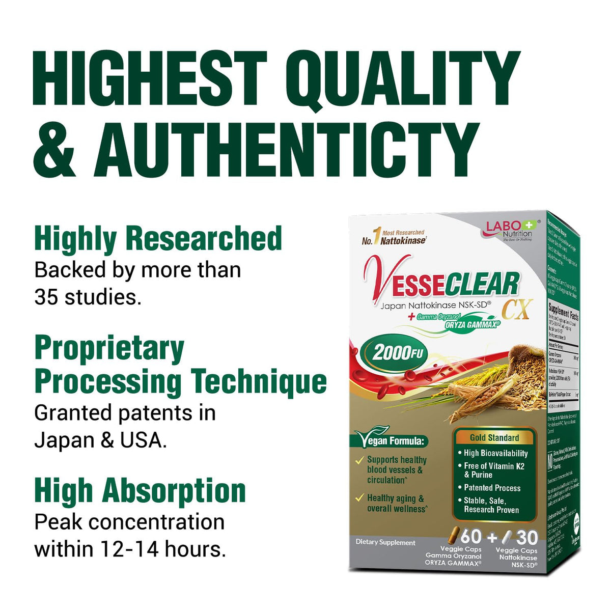 Bouteille de LABO Nutrition VesseCLEAR CX NSK-SD avec étiquette