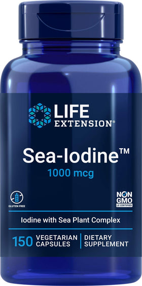 Bouteille de Life Extension Iode de Mer 1000 mcg 150 capsules végétariennes